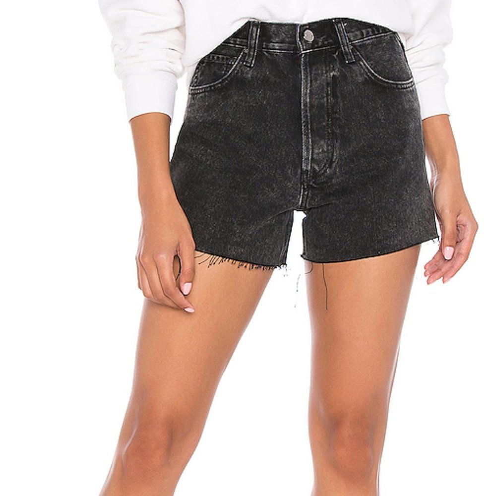 ANINE BING Gina Raw-edge Denim Shorts In Black